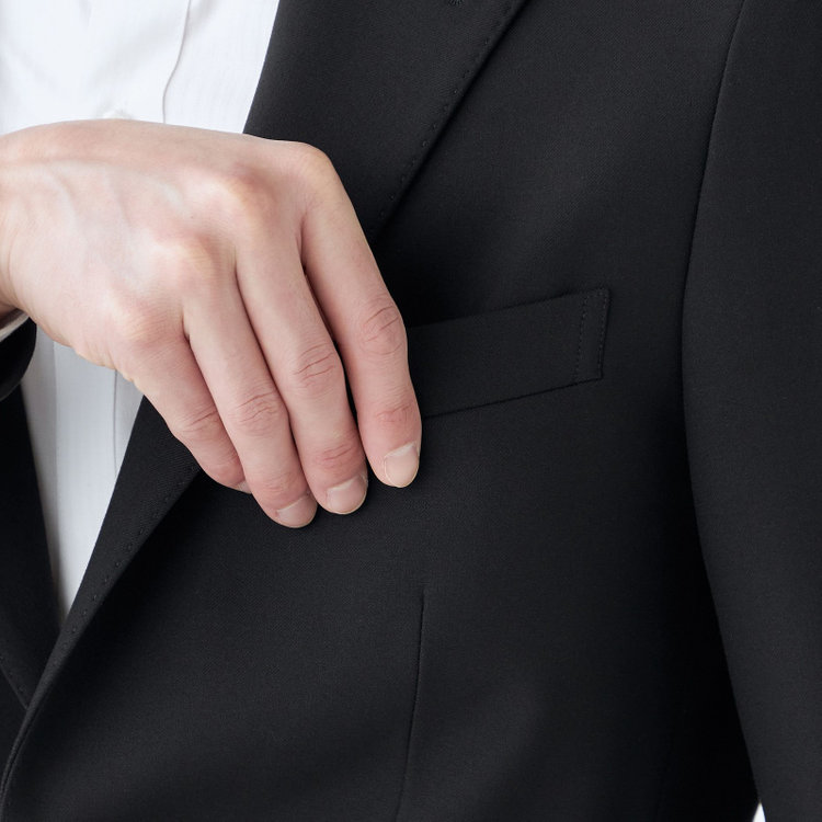 シルバーライン 【RBC】【秋冬】2釦シングルジャケット/ブラック×ソリッド/パッチポケット/メタル釦 黒