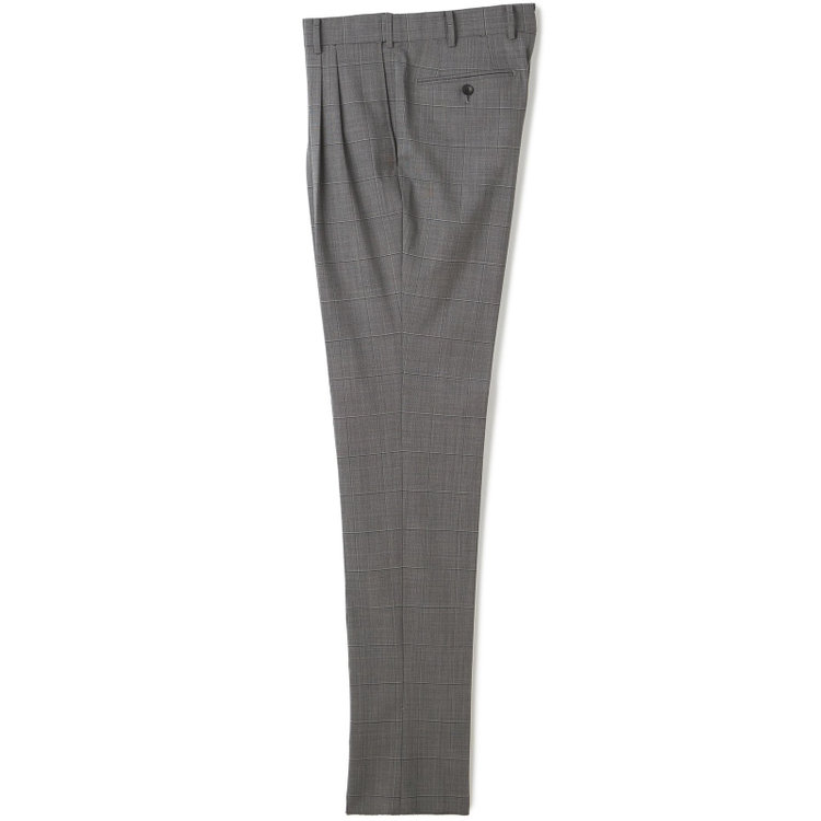 シルバーライン 【CLASSICO TAPERED】【春夏】3釦段返りシングルスーツ 2タック/グレー×ウィンドペン/ウエストムーブ/MARZOTTO/※裾上げ必要 グレー中間