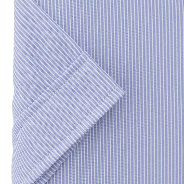 ブラックライン 【発送在庫あり】【BL/半袖】ホリゾンタルワイドワイシャツ/ブルー×ホワイトストライプ/「4S」スーパーノンアイロン・ストレッチ 青中間