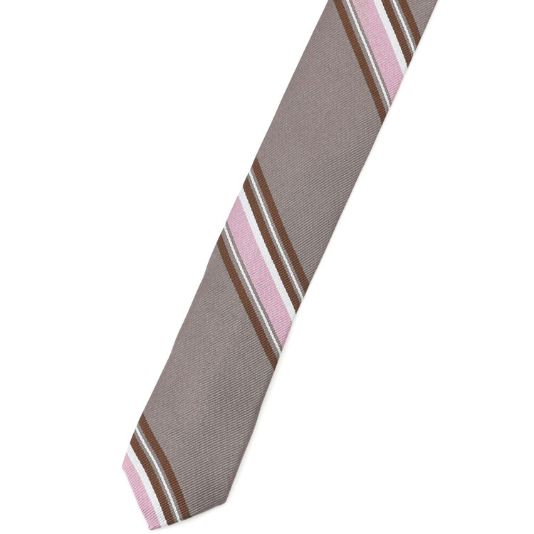 シルバーライン 【SILVER LINE】シルクストライプネクタイ 8.0cm幅/ブラウン×ダークブラウン×ピンク その他