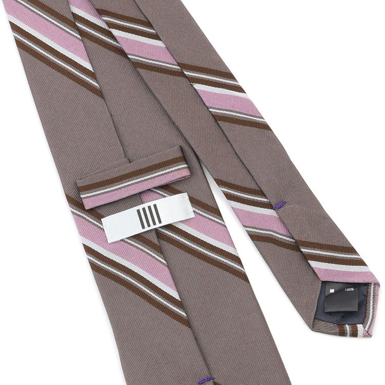 シルバーライン 【SILVER LINE】シルクストライプネクタイ 8.0cm幅/ブラウン×ダークブラウン×ピンク その他