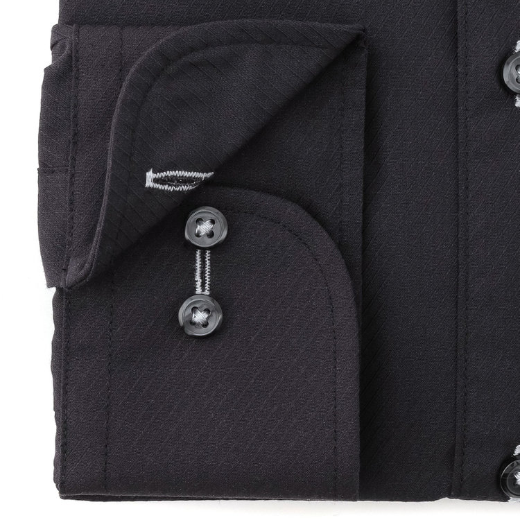 SUIT SELECT　アウトレット 【WEB限定/OUTLET/汚れ・キズ等有】【BLACK LINE】【形態安定】ボタンダウンドレスワイシャツ/ブラック×ドビーツイル 黒