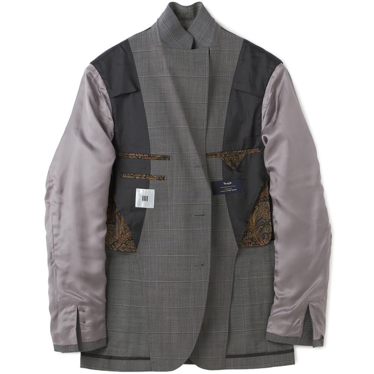 シルバーライン 【CLASSICO TAPERED】【春夏】3釦段返りシングルスーツ 2タック/グレー×ウィンドペン/ウエストムーブ/MARZOTTO/※裾上げ必要 グレー中間