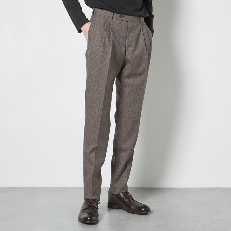 シルバーライン 【CLASSICO TAPERED】【春夏】3釦段返りシングルスーツ 2タック/ブラウン/パッチポケット/ウエストムーブ/MARZOTTO/※裾上げ必要 茶中間
