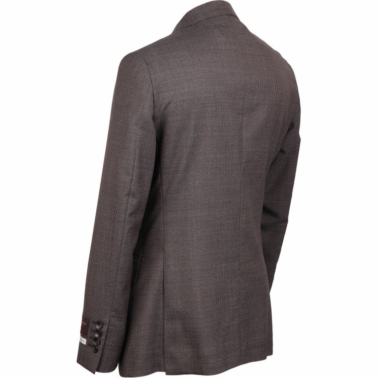 スーツセレクト 【発送在庫あり】【CLASSICO TAPERED】【春夏】2釦シングルスーツ 1タック/ブラウン＆ブラック×ハウンドトゥース/CANONICO 1663 fabric made in italy ブラウン系(茶)