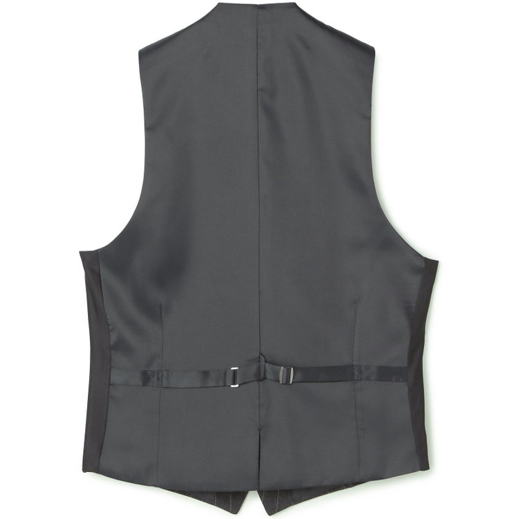 ブラックライン 【SLIM TAPERED_2】【秋冬】2釦シングルスリーピーススーツ 0タック/グレー×ストライプ/ウエストシャーリング/4S SUSTAINABILITY&ECOLOGY FABRIC/※パンツ裾上げ済仕様 グレー濃色