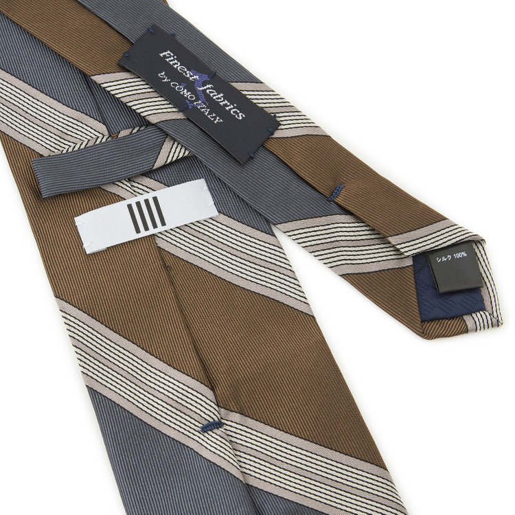 シルバーライン 【SILVER LINE】シルクストライプネクタイ 8.5cm幅/ブラウン×グレー/Finest fabrics by COMO ITALY その他