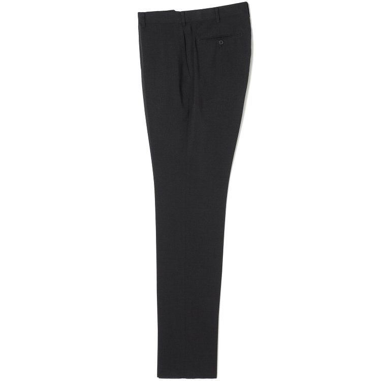 ブラックライン 【SLIM TAPERED】【春夏】0タックテーパードパンツ/ブラック×スラブ/ウエストムーブ/4S SUSTAINABILITY&ECOLOGY FABRIC「ウォッシャブル」「ストレッチ」/※裾直し必要 黒