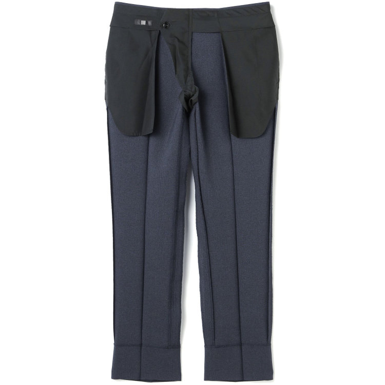ブラックライン 【KSW】【春夏】0タックパンツ/ネイビー×チェック/※裾上げ済仕様 紺中間