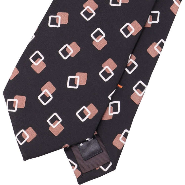 シルバーライン 【SILVER LINE】シルク小紋ネクタイ 8.0cm幅/ブラック×モカ/SARUTAHIKO COFFEE その他