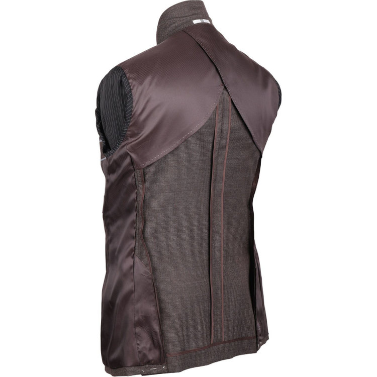 スーツセレクト 【発送在庫あり】【CLASSICO TAPERED】【春夏】2釦シングルスーツ 1タック/ブラウン＆ブラック×ハウンドトゥース/CANONICO 1663 fabric made in italy ブラウン系(茶)