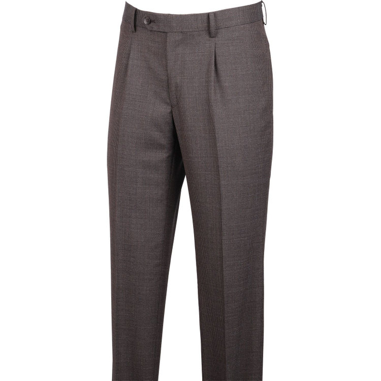 スーツセレクト 【発送在庫あり】【CLASSICO TAPERED】【春夏】2釦シングルスーツ 1タック/ブラウン＆ブラック×ハウンドトゥース/CANONICO 1663 fabric made in italy ブラウン系(茶)