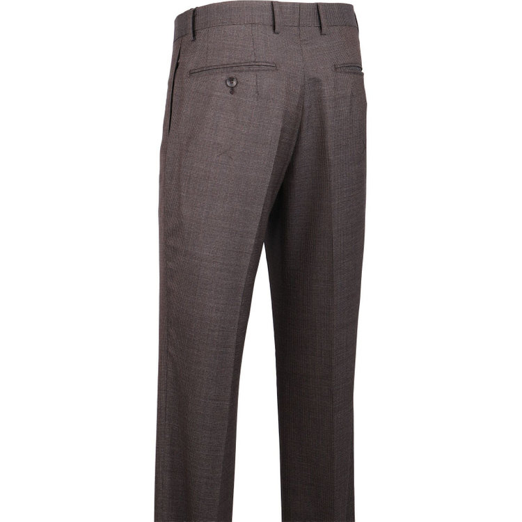 スーツセレクト 【発送在庫あり】【CLASSICO TAPERED】【春夏】2釦シングルスーツ 1タック/ブラウン＆ブラック×ハウンドトゥース/CANONICO 1663 fabric made in italy ブラウン系(茶)