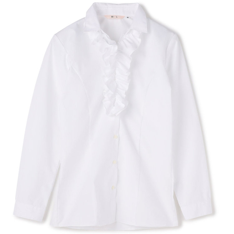 ソノタ 【SUIT SELECT×Samantha Thavasa】【長袖】リボン&フリル取り外しスキッパー/ホワイト×ドビーストライプ 白