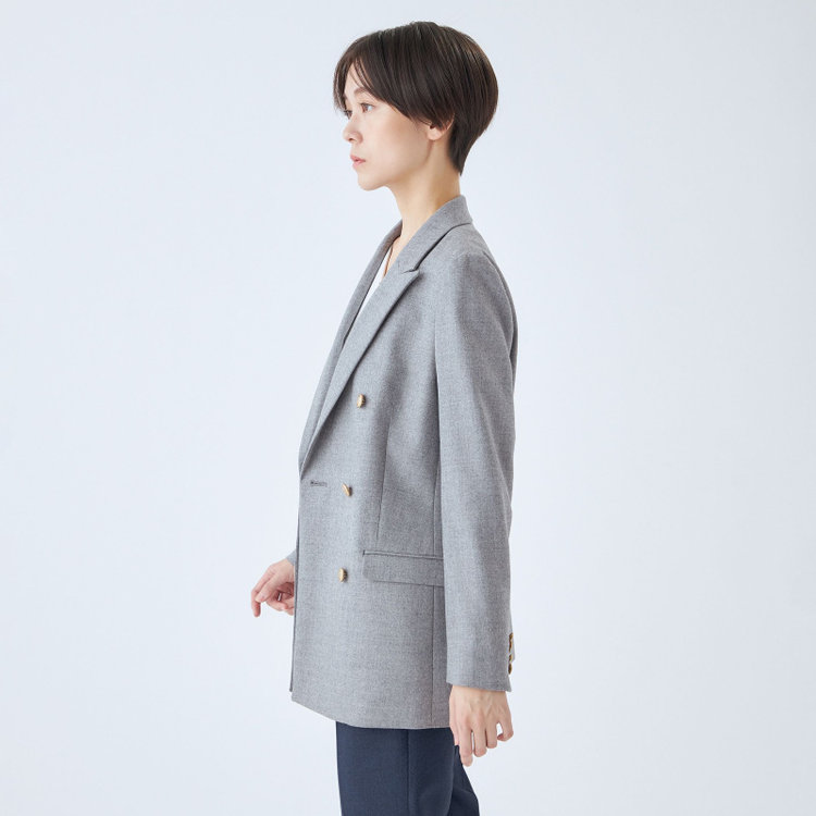 シルバーライン 【発送在庫あり】【SL】【秋冬】ウール6釦2掛けダブルジャケット/グレー/ゴールド釦/ヨコストレッチ グレー淡色