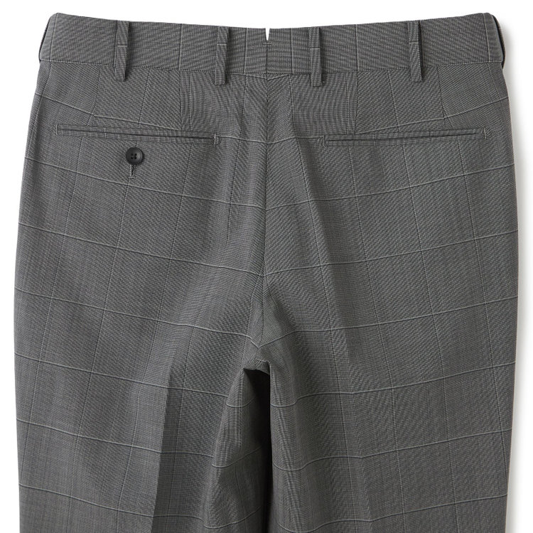 シルバーライン 【CLASSICO TAPERED】【春夏】3釦段返りシングルスーツ 2タック/グレー×ウィンドペン/ウエストムーブ/MARZOTTO/※裾上げ必要 グレー中間