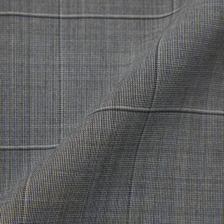 シルバーライン 【CLASSICO TAPERED】【春夏】3釦段返りシングルスーツ 2タック/グレー×ウィンドペン/ウエストムーブ/MARZOTTO/※裾上げ必要 グレー中間