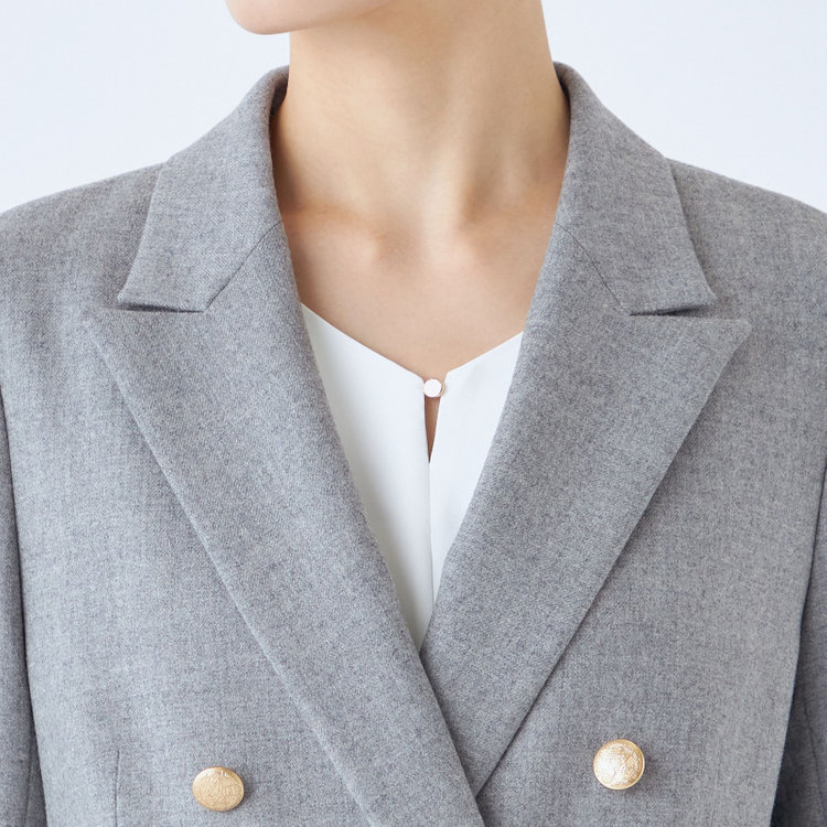 シルバーライン 【発送在庫あり】【SL】【秋冬】ウール6釦2掛けダブルジャケット/グレー/ゴールド釦/ヨコストレッチ グレー淡色