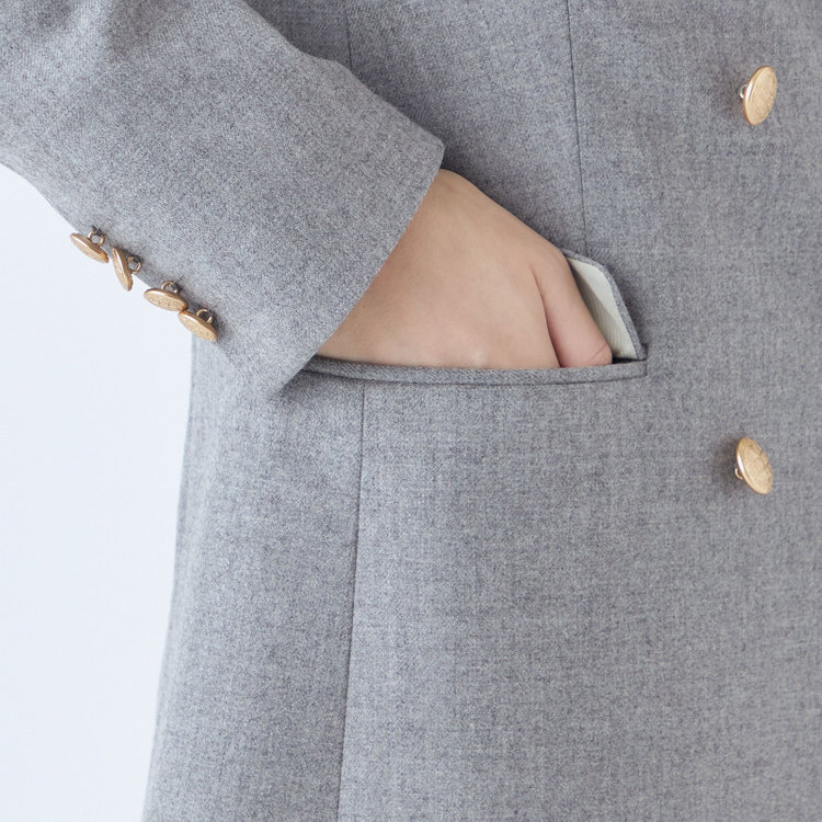 シルバーライン 【発送在庫あり】【SL】【秋冬】ウール6釦2掛けダブルジャケット/グレー/ゴールド釦/ヨコストレッチ グレー淡色