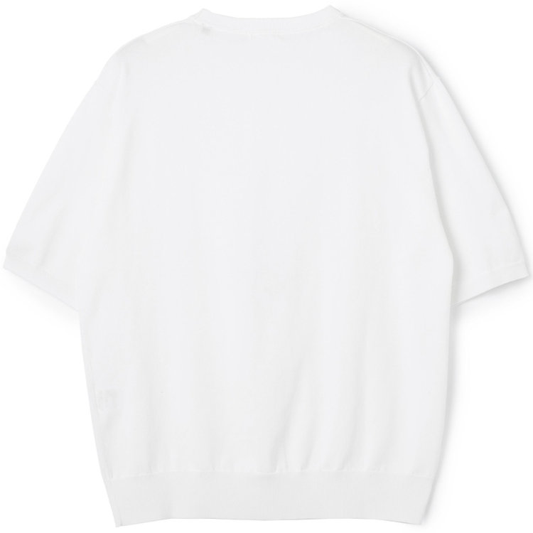 SUIT SELECT　アウトレット 【WEB限定/OUTLET/汚れ・キズ等有】【RBC】【5分袖】コットンブレンドクルーネックニット/ホワイト/マシンウォッシャブル オフホワイト
