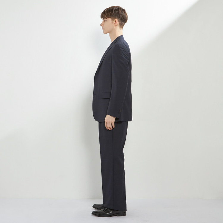 ソノタ 【BLACK LINE】【春夏】1タックワイドシルエットパンツ/ネイビー×サイロフィル/NEW ZEALAND WOOL MIX Super100’s/※裾上げ必要 紺中間