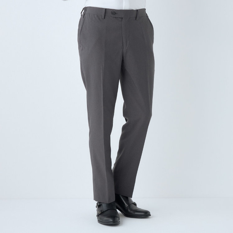 ブラックライン 【WEB限定】【発送在庫あり】【SLIM TAPERED】【年間】ウォッシャブル0タックテーパードパンツ/グレー/ウエストシャーリング/裾上げ済仕様 グレー中間