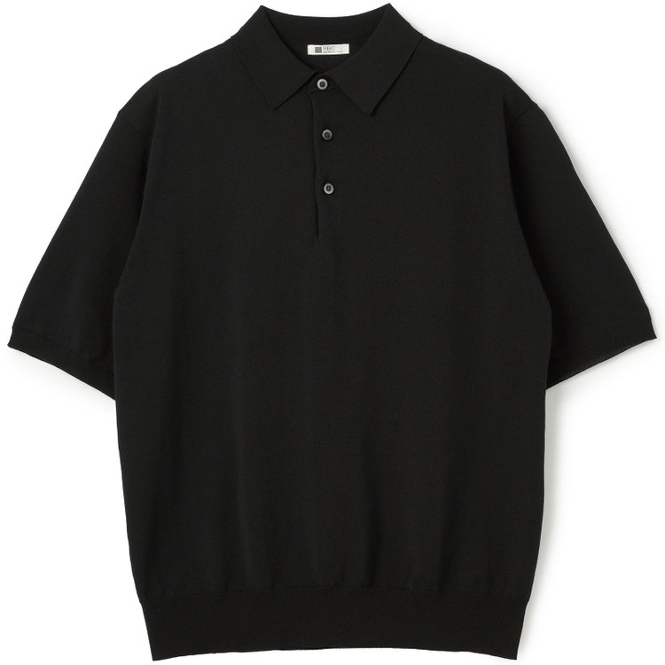 スーツセレクト 【RBC】【5分袖】コットンブレンドレトロポロシャツ/ブラック/マシンウォッシャブル 黒