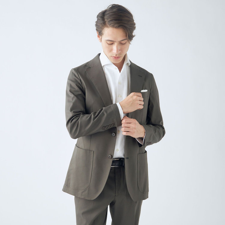 シルバーライン 【CLASSICO TAPERED】【春夏】テンセルブレンド2釦シングルジャケット/カーキ/パッチポケット/ICE EFFECT 黄淡色