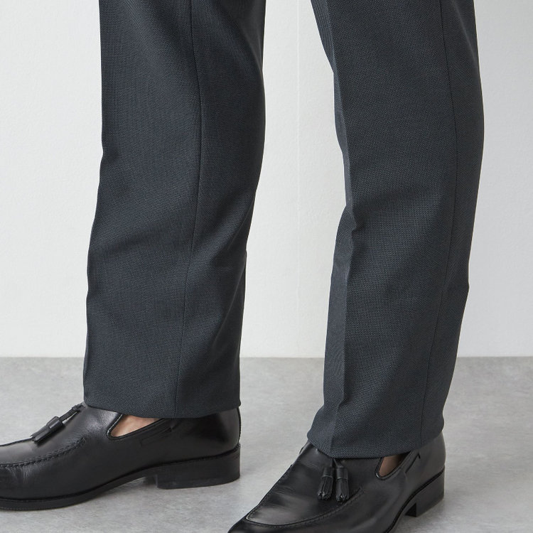ブラックライン 【SLIM TAPERED】【春夏】ノータックテーパードパンツ/グレー×バーズアイ/「FREEZETECH 氷撃」冷感PRINT/4S SUSTAINABILITY&ECOLOGY FABRIC「ウォッシャブル」「ストレッチ」/※裾上げ済み仕様 グレー濃色