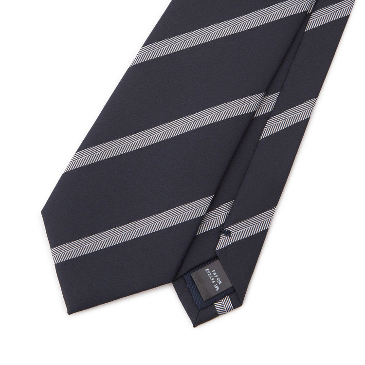 ブラックライン 【BLACK LINE】シルクブレンドストライプネクタイ 7.5cm幅/ネイビー×グレー その他