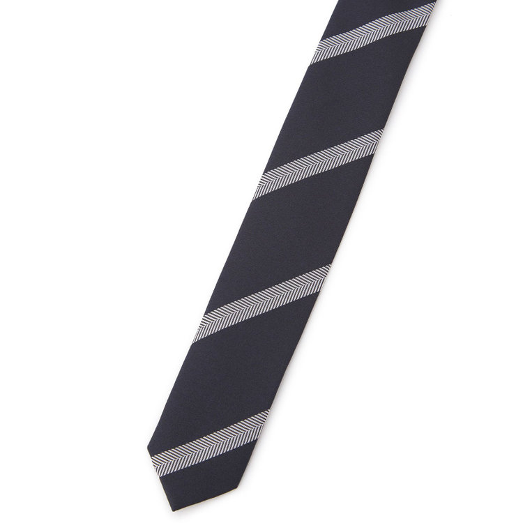 ブラックライン 【BLACK LINE】シルクブレンドストライプネクタイ 7.5cm幅/ネイビー×グレー その他