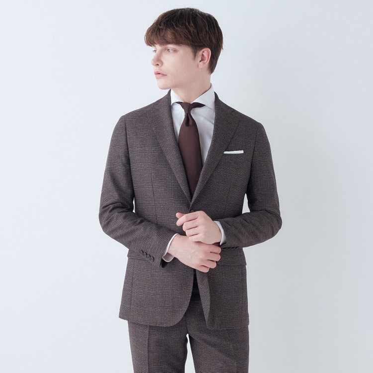 シルバーライン 【5DAYS CLOSET】【RBC】【春夏】2釦シングルジャケット/ブラウン×チェック/4S SUSTAINABILITY&ECOLOGY FABRIC 茶中間