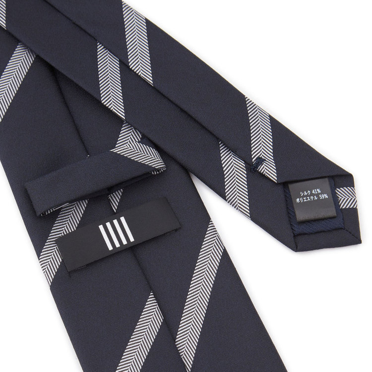 ブラックライン 【BLACK LINE】シルクブレンドストライプネクタイ 7.5cm幅/ネイビー×グレー その他