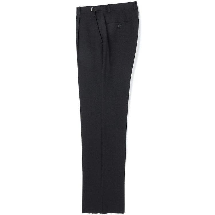 ソノタ 【BLACK LINE】【春夏】1タックワイドシルエットパンツ/ブラック×シアサッカー/NEW ZEALAND WOOL MIX Super100’s/※裾上げ必要 黒