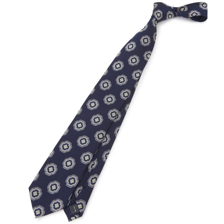 シルバーライン 【SILVER LINE】シルク小紋ネクタイ 8.0cm幅/ネイビー その他