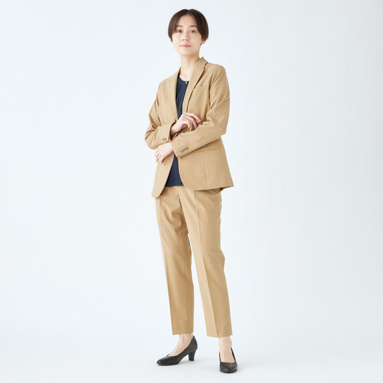 シルバーライン  【SL】【年間】センタープレスパンツ/ライトブラウン/ウォッシャブル/※裾上げ済仕様 茶淡色