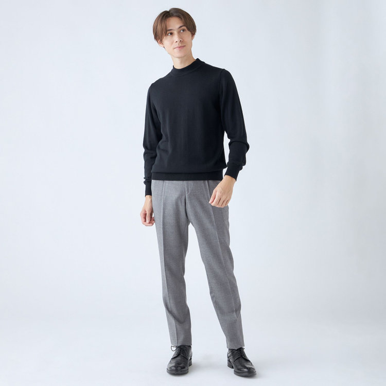 シルバーライン 【CLASSICO TAPERED】【秋冬】ウール 1タックテーパードパンツ/グレー×ソリッド/ウエストムーブ/※裾上げ必要 グレー淡色