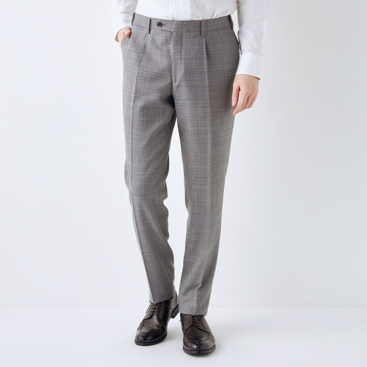 シルバーライン 【CLASSICO TAPERED】【春夏】ウール 1タックテーパードパンツ/グレー/ウエストムーブ/※裾上げ必要 グレー中間