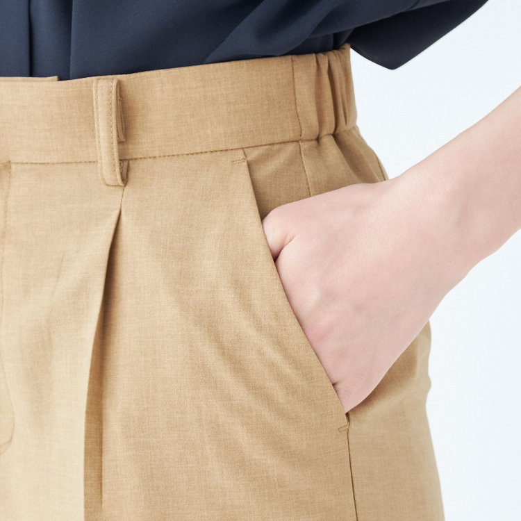 シルバーライン  【SL】【年間】センタープレスパンツ/ライトブラウン/ウォッシャブル/※裾上げ済仕様 茶淡色