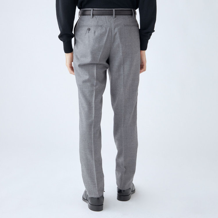 シルバーライン 【CLASSICO TAPERED】【秋冬】ウール 1タックテーパードパンツ/グレー×ソリッド/ウエストムーブ/※裾上げ必要 グレー淡色