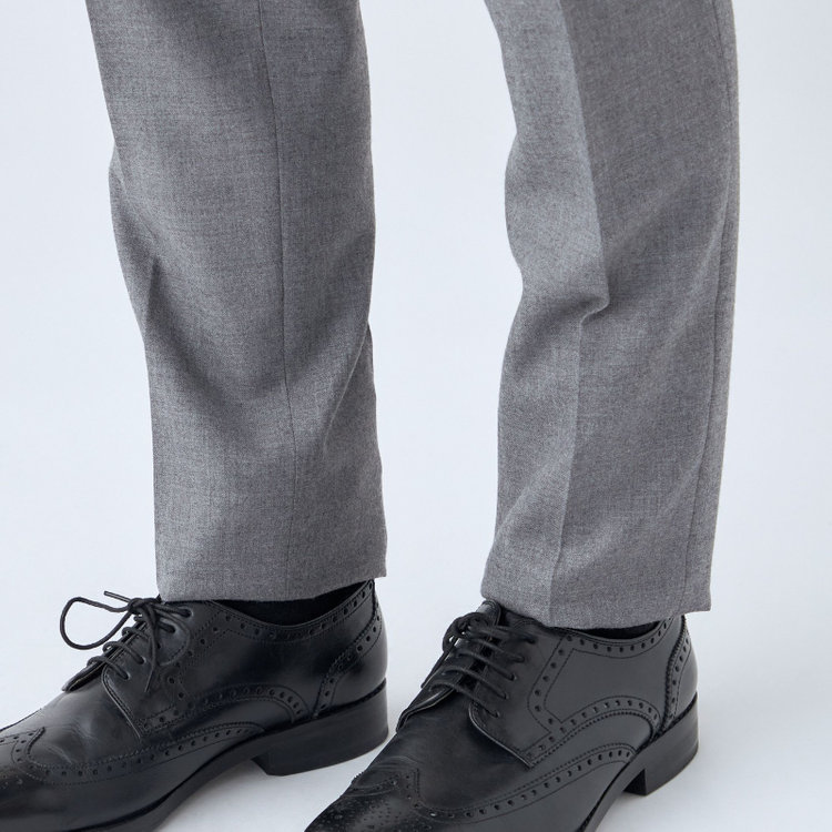 シルバーライン 【CLASSICO TAPERED】【秋冬】ウール 1タックテーパードパンツ/グレー×ソリッド/ウエストムーブ/※裾上げ必要 グレー淡色