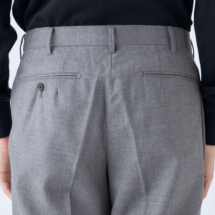 シルバーライン 【CLASSICO TAPERED】【秋冬】ウール 1タックテーパードパンツ/グレー×ソリッド/ウエストムーブ/※裾上げ必要 グレー淡色