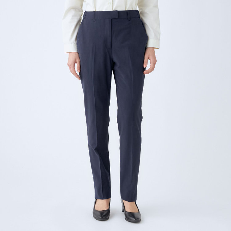 スーツセレクト 【SUIT SELECT×Samantha Thavasa】【年間】ストレートパンツ/ネイビー×ストライプ/4S/マシンウォシャブル/※裾上げ必要 紺中間