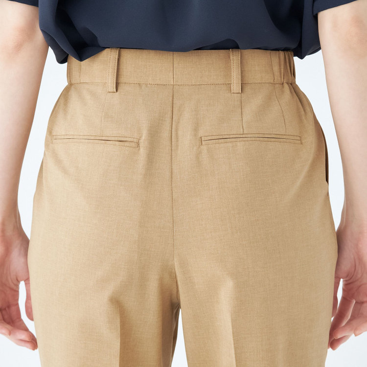 シルバーライン  【SL】【年間】センタープレスパンツ/ライトブラウン/ウォッシャブル/※裾上げ済仕様 茶淡色