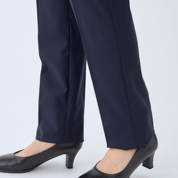 スーツセレクト 【SUIT SELECT×Samantha Thavasa】【年間】ストレートパンツ/ネイビー×ストライプ/4S/マシンウォシャブル/※裾上げ必要 紺中間