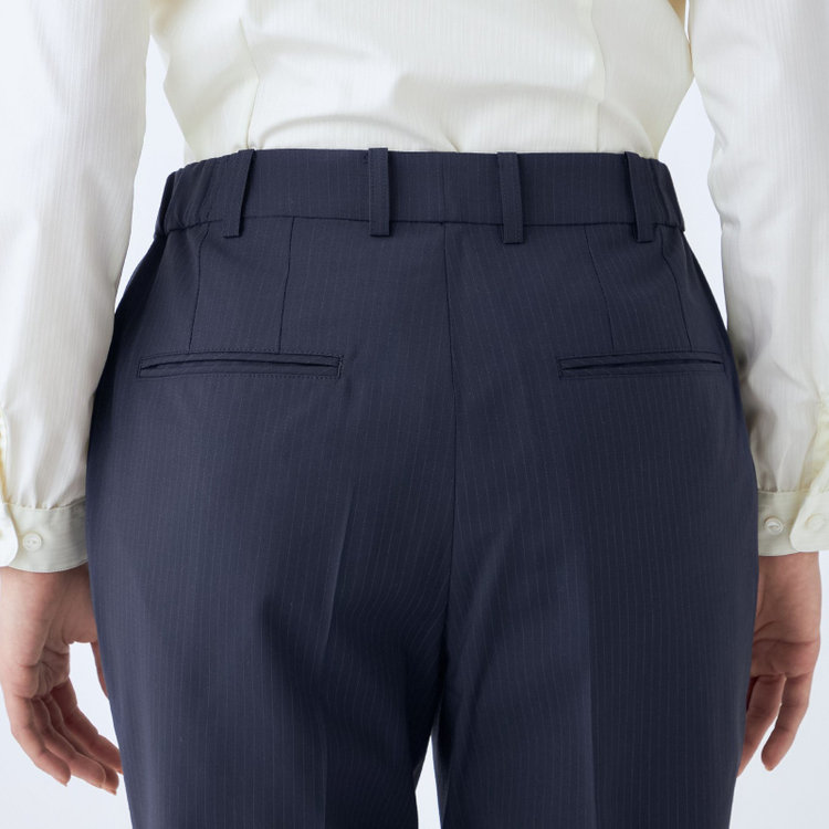 スーツセレクト 【SUIT SELECT×Samantha Thavasa】【年間】ストレートパンツ/ネイビー×ストライプ/4S/マシンウォシャブル/※裾上げ必要 紺中間