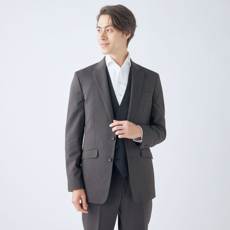 ブラックライン 【SLIM TAPERED_2】【年間】2釦シングルスリーピーススーツ 0タック/グレー/ウエストシャーリング/4S SUSTAINABILITY&ECOLOGY FABRIC/リバーシブルベスト仕様（ブラック）/※パンツ裾上げ済仕様 グレー濃色