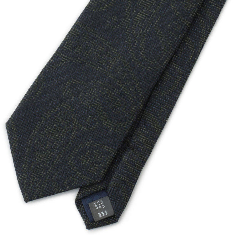 シルバーライン 【SILVER LINE】コットンウールシルクブレンドペイズリーネクタイ 8.5cm幅/ネイビー×ブラウン/ITALIAN FABRICS その他