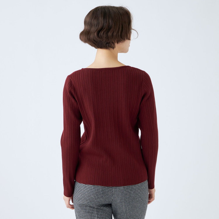 シルバーライン 【SL】【秋冬】ボートネック ニットセーター/ワイン/マシンウォッシャブル 赤濃色