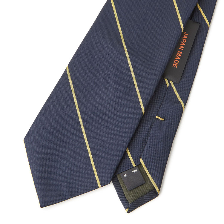 シルバーライン 【SILVER LINE】シルクストライプネクタイ 8.5cm幅/ネイビー×イエロー/JAPAN MADE その他